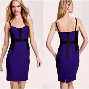 Milly New York Sleeveless Sheath Dress Special Event Color Block Purple Black 2